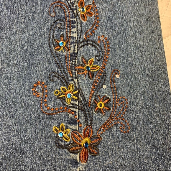 Vintage Y2K Wild Secret Jeans Embroidered Rhinestones Flared Size 11 - Picture 6 of 16